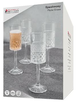 Maxwell & Williams Speakeasy Champagne Flute - 190ml Set Of 4 on Sale